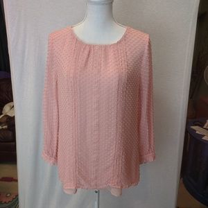 J. Crew women's Pink Blouse Blush Lace Long Sleeve